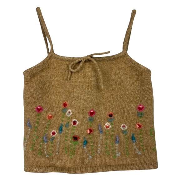 Ralph Lauren Sweaters - Ralph Lauren Rare Vintage Wool Embroidered Floral Camisole Cami Top